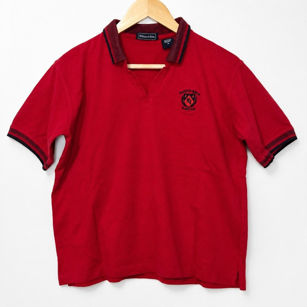 Winner Mate Womens Size M Golf Polo Red Majestic Ridge Vintage Cotton